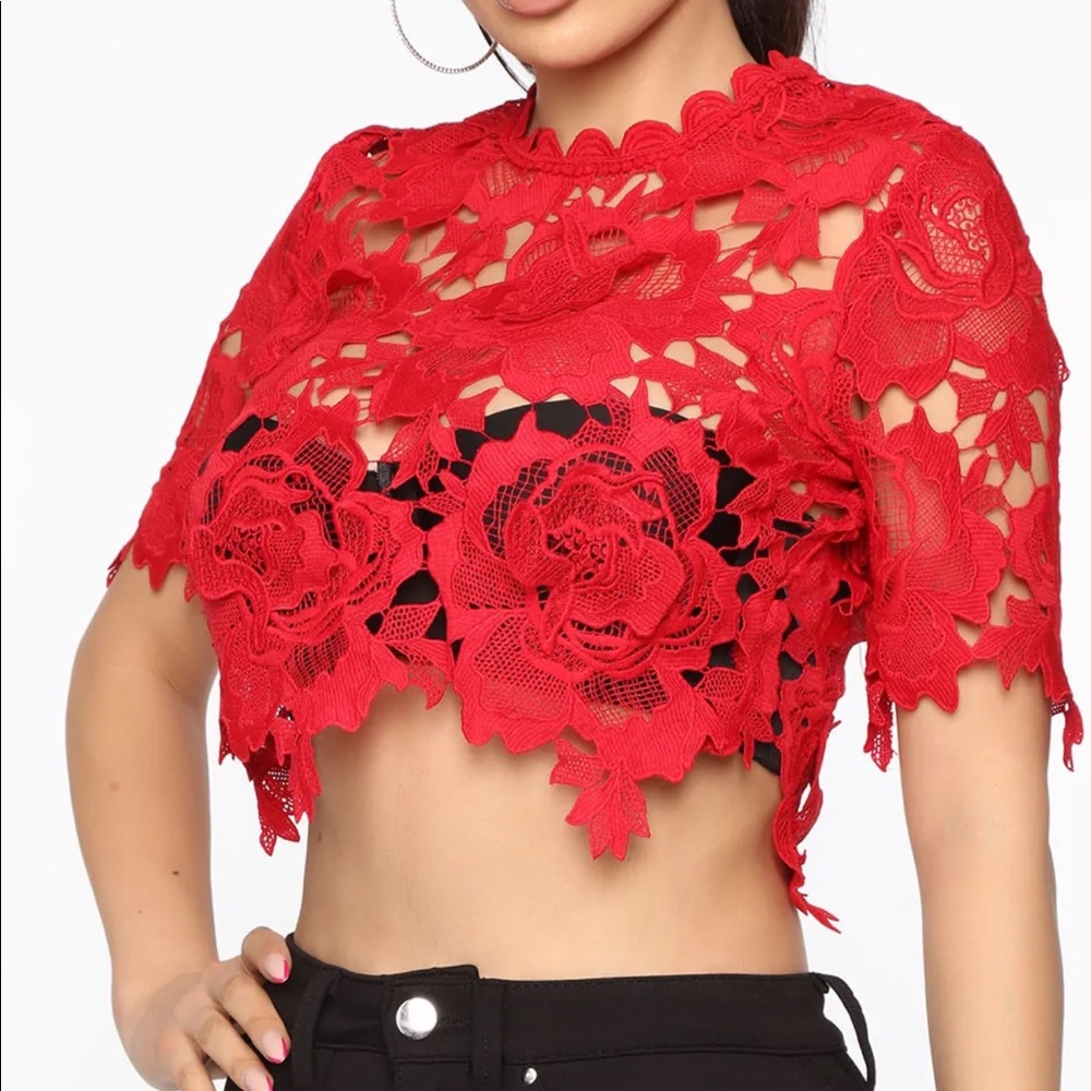At Her Best Cropped Top - Red